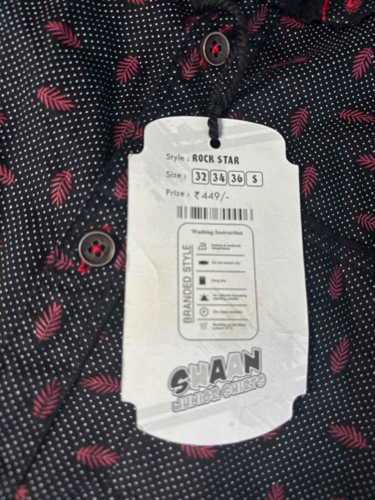 Shaan Junior Shirt Rock Star Style Size 36 Men's Casual Shirt