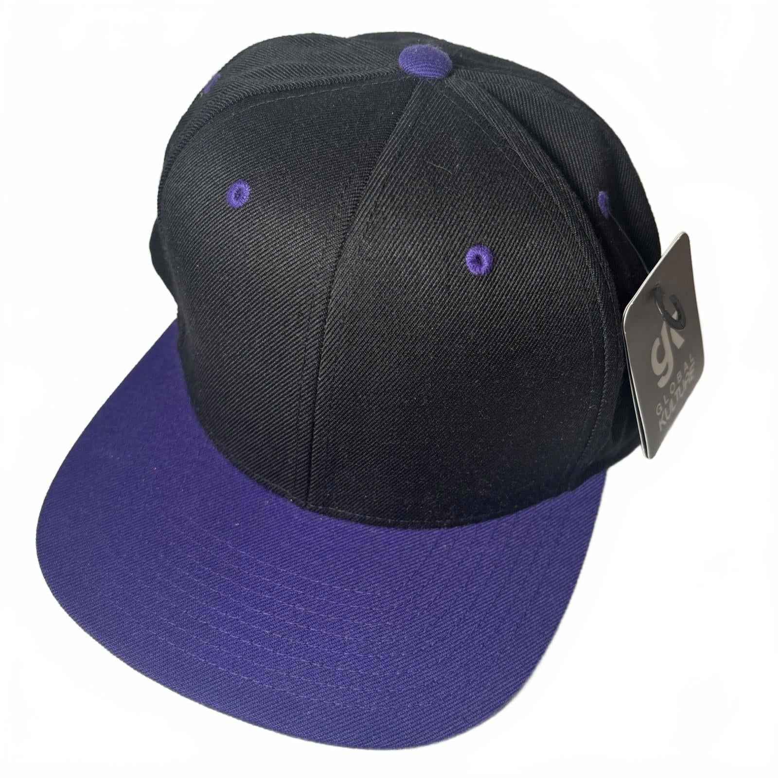 Global Kulture Black Purple Ball Cap Hat Snapback Baseball BNWT
