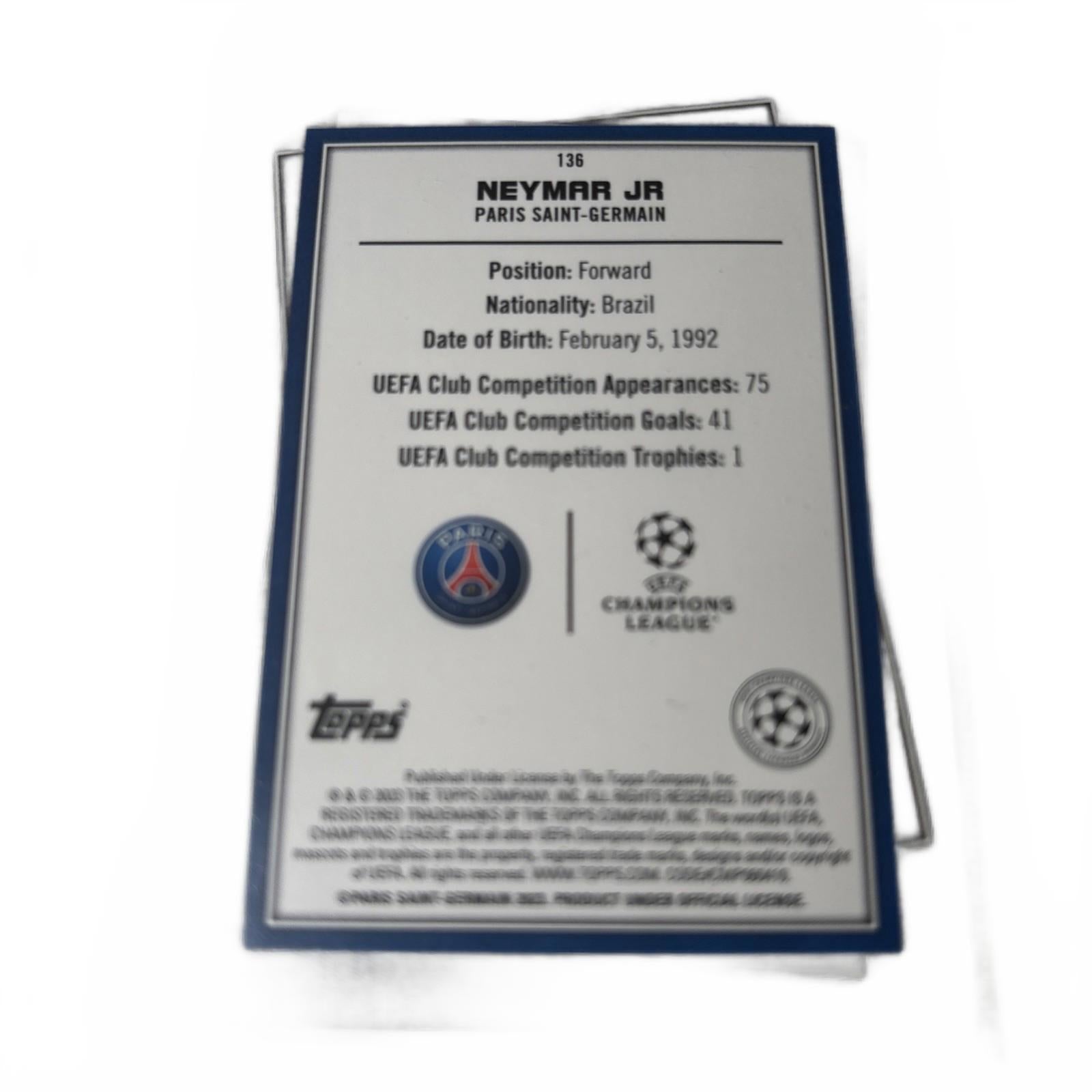 2022-23 Topps UEFA Superstars Neymar Jr. #136 Competition Superstar