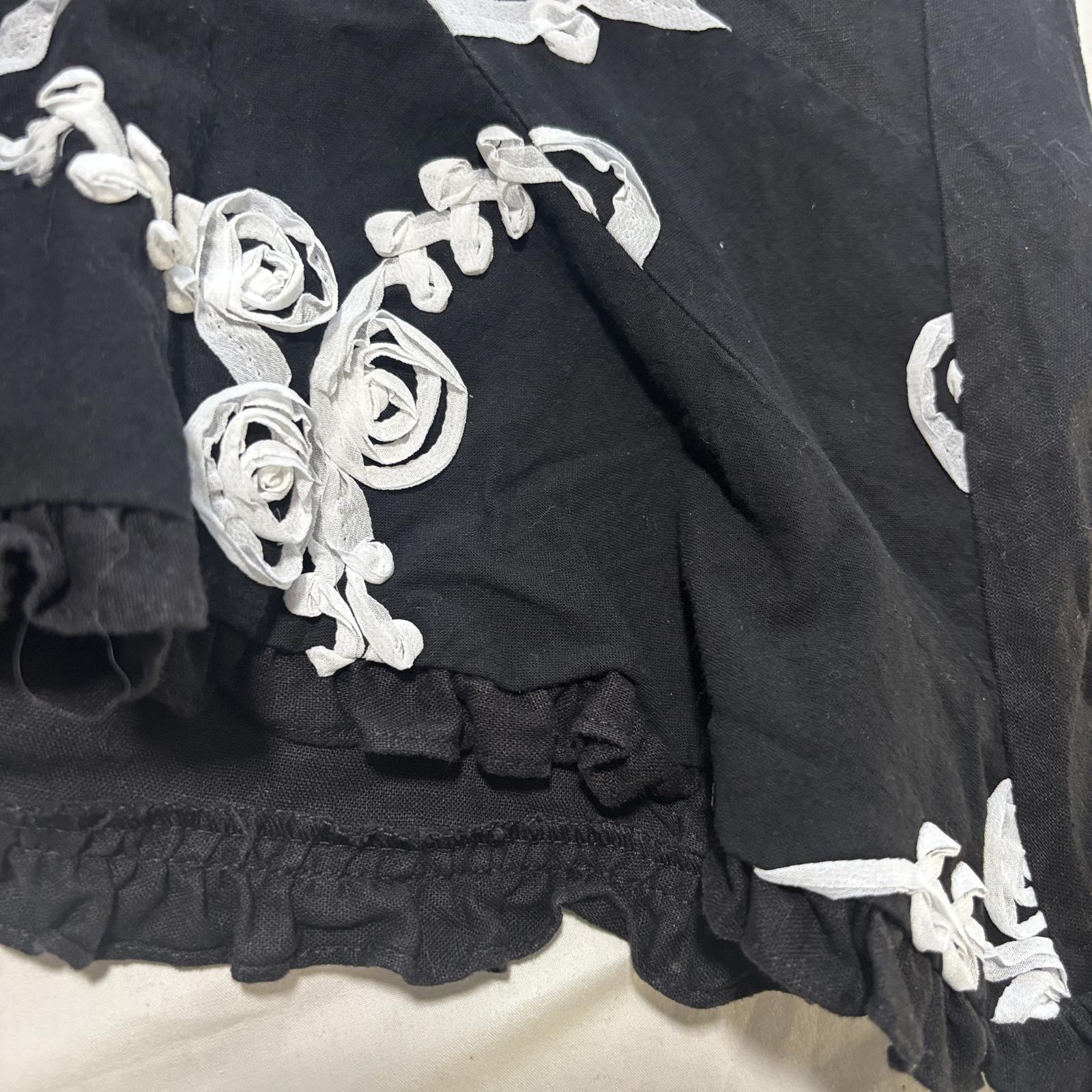 Country Belle Women's Black Linen Cotton Skirt Size 16 Vintage Style