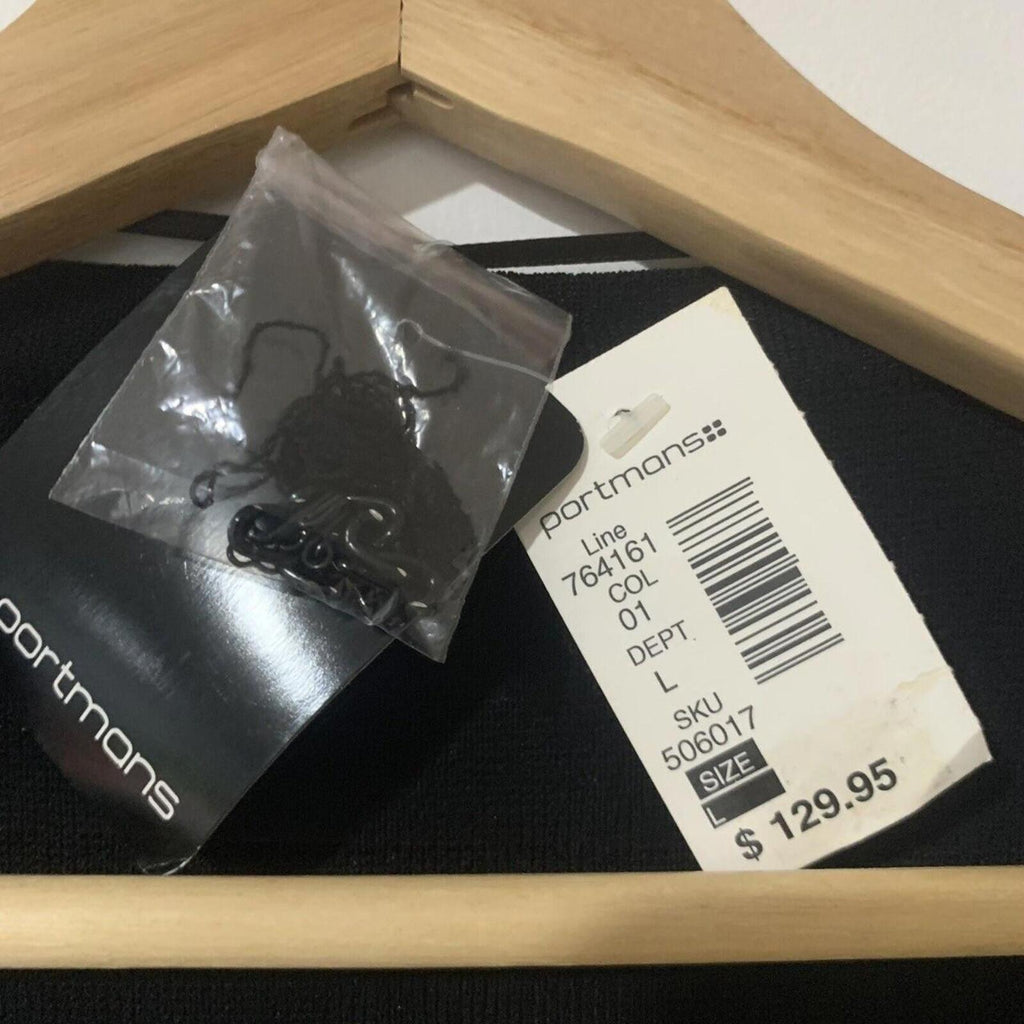 Portmans Womens Black Chain Trim on Black Blazer Size L BNWT RRP $129.95. - Come Sell Nearly Anything