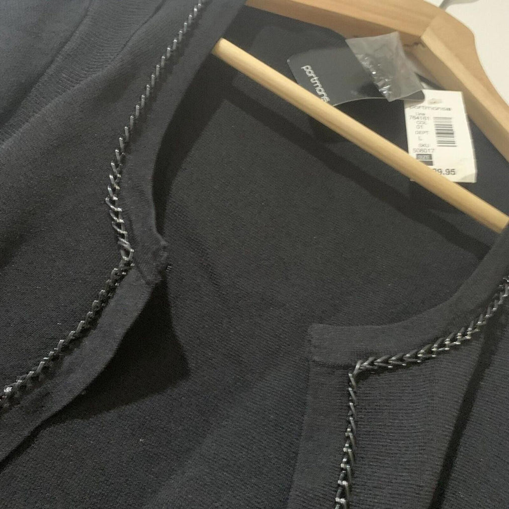 Portmans Womens Black Chain Trim on Black Blazer Size L BNWT RRP $129.95. - Come Sell Nearly Anything