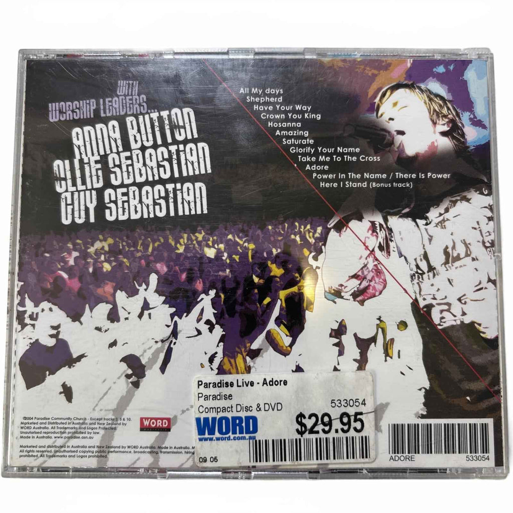 Paradise Live Adore CD & DVD Pack Christian Worship Guy Sebastian Anna Button VG