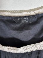 Expression Black Sheer Dress with White Crochet Trim Size 1B