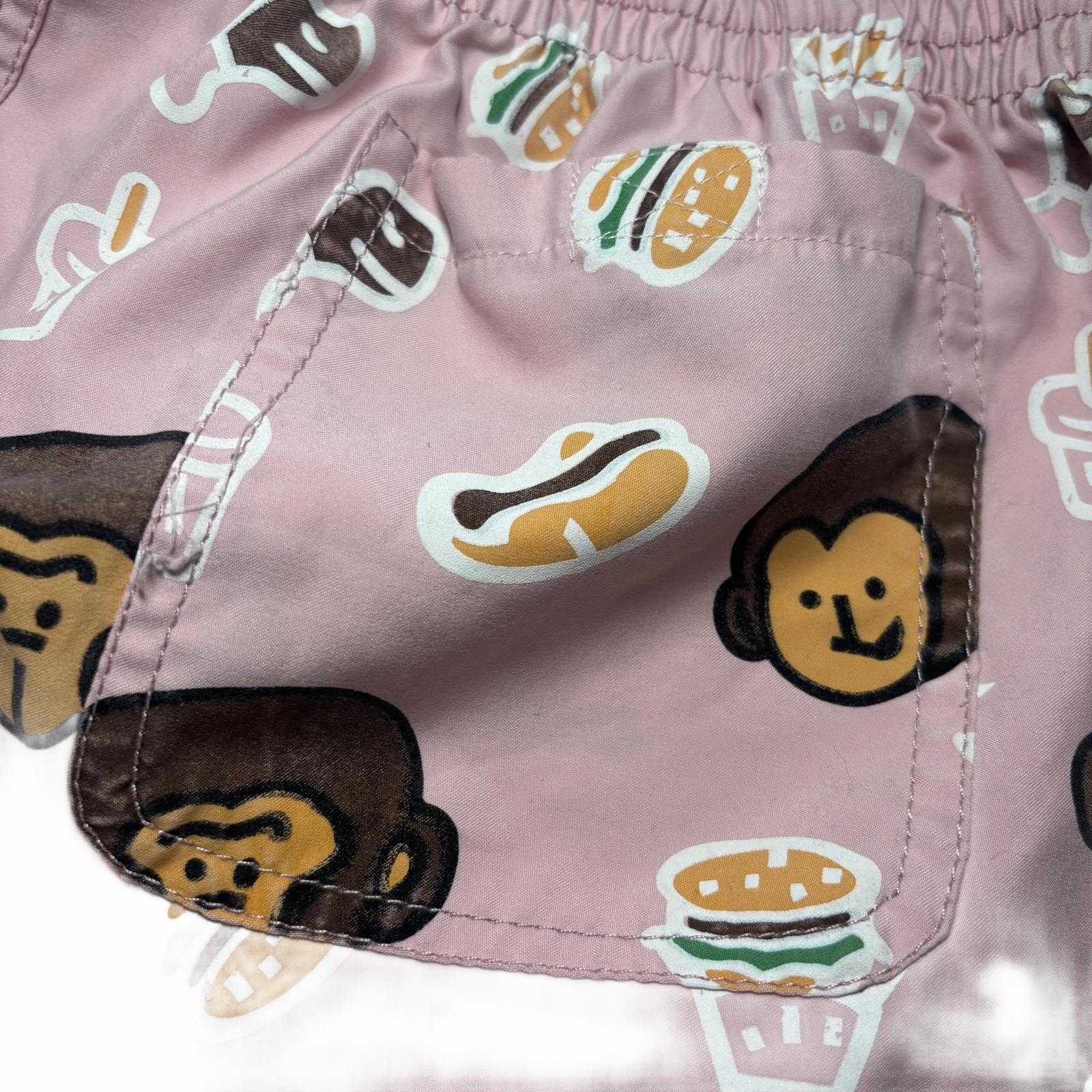 Unisex Kids' Swim Shorts with Fun Monkey and Food Print, Size XL - Come Sell Nearly Anything