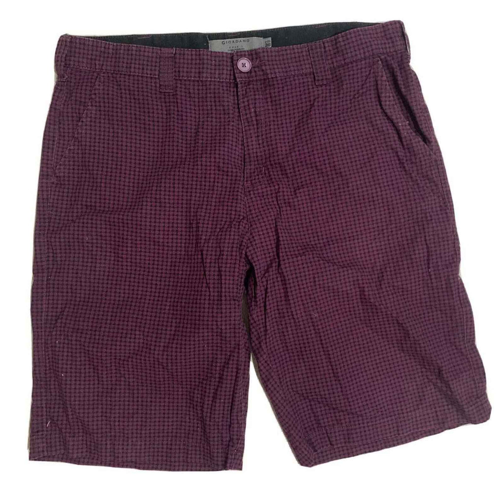 Giordano Mens Shorts Size 38 Purple Check Pri T Chino Pockets Casual