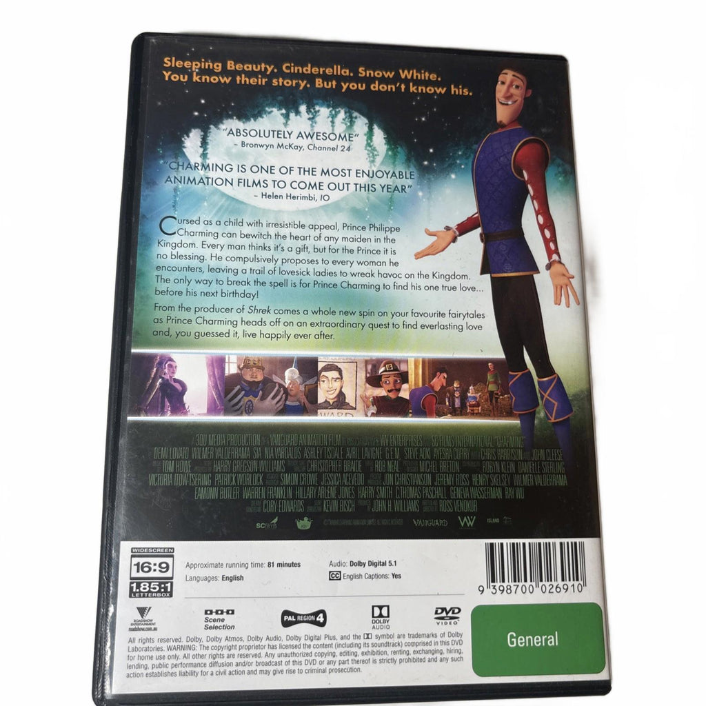 CHARMING  DVD 2018 Animated  R4 FREE POSTAGE Producers of SHREK - Come Sell Nearly Anything