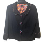 ANNE LEWIS Wool Jacket, fully lined, black Coloured trim. Size 16 - Come Sell Nearly Anything