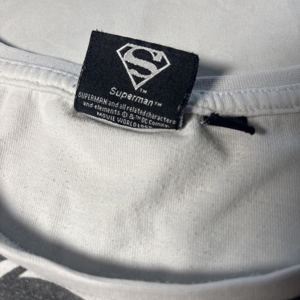 Superman Front All Over Print Movie World  Y2K Tee Men's 3XL XXXL Black White