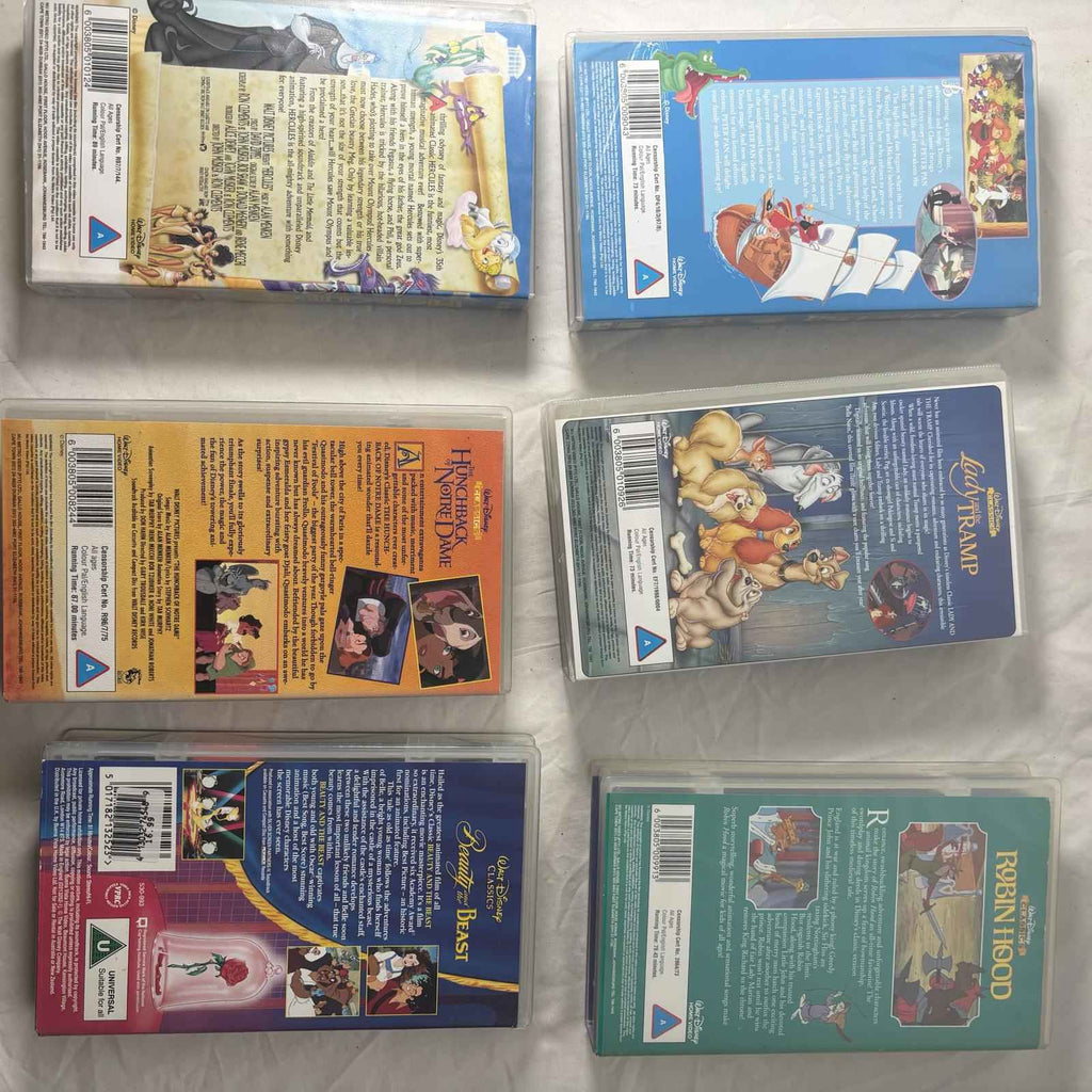 Walt Disney Classics VHS Tape Collection - Peter Pan, Lady and the Tramp, Robin 