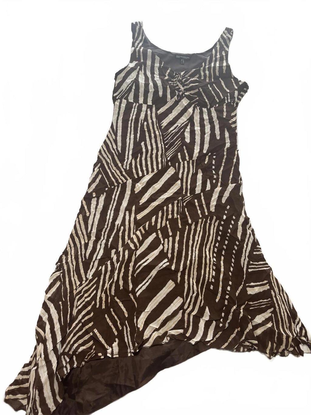 Bandolera Woman Medium Brown Patterned Midi Dress - Come Sell Nearly Anything