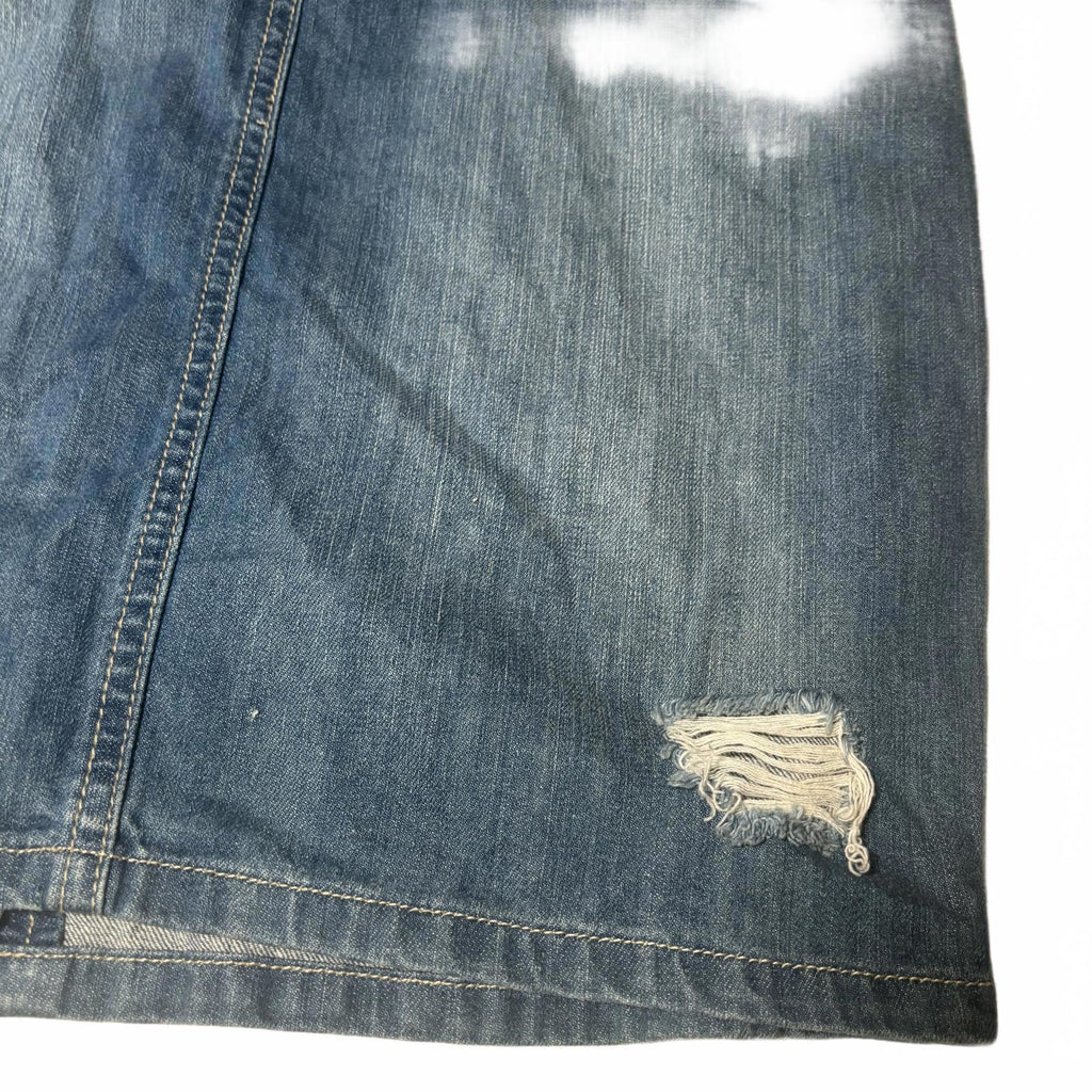 Mix Denim Skirt Size 12 Distressed Zip Back Casual #DenimSkirt #Womenswear #Size - Come Sell Nearly Anything