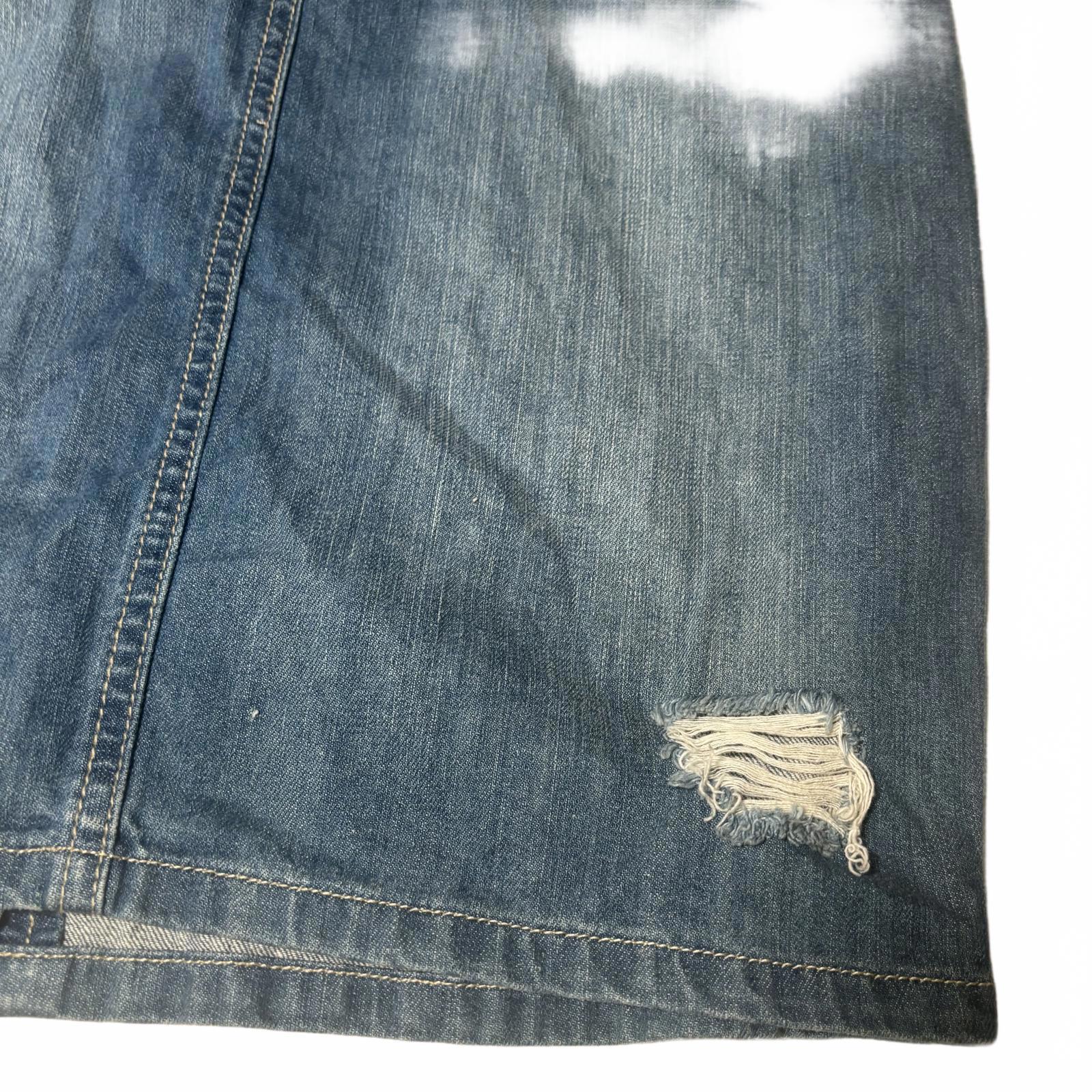 Mix Denim Skirt Size 12 Distressed Zip Back Casual #DenimSkirt #Womenswear #Size - Come Sell Nearly Anything