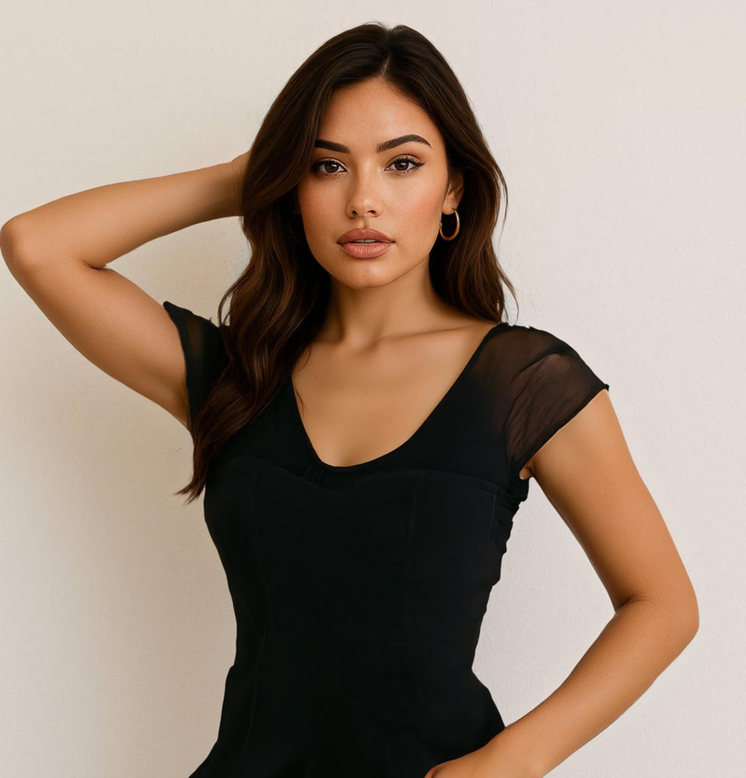 Black bodysuit Large JeansWest sheer sleeves and back, zipper at the back - Come Sell Nearly Anything