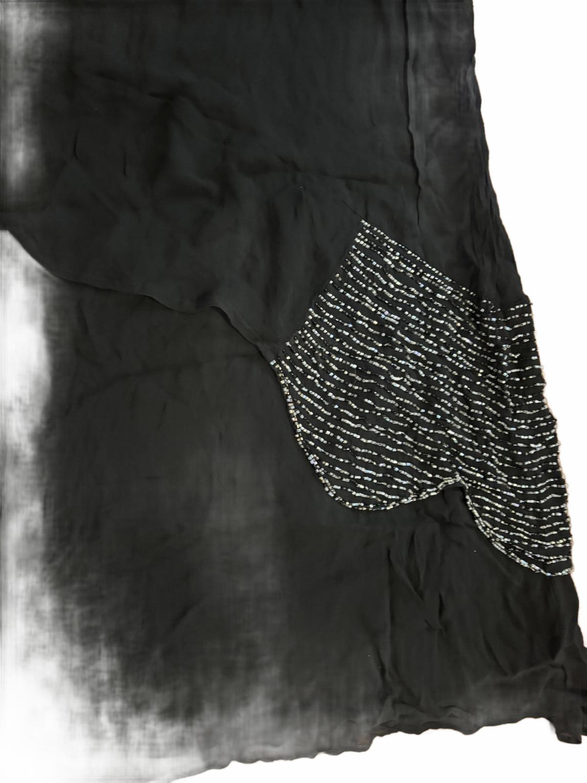 Black Lisa Ho Rayon Dress with Beaded Trim Accents - Come Sell Nearly Anything