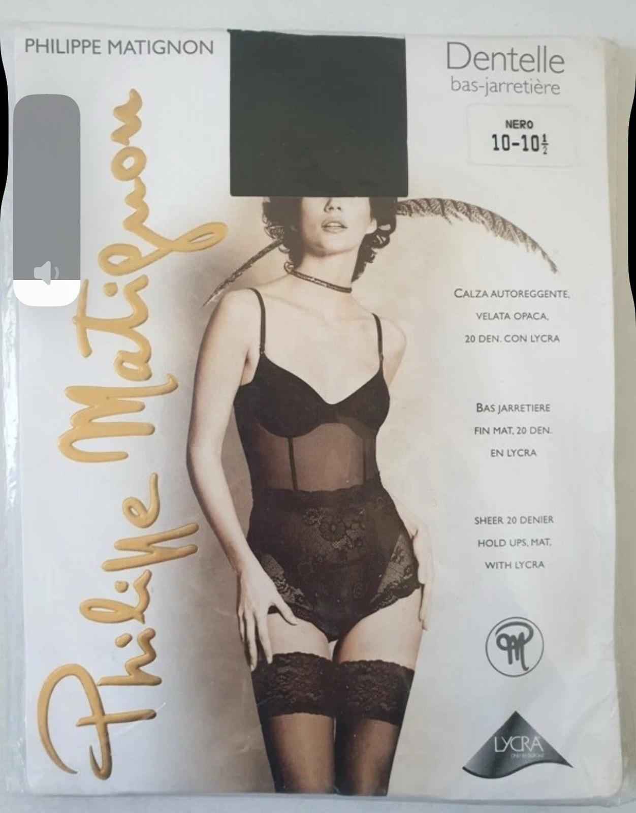 Bas nylon voile Lycra Black  mat PHILIPPE MATIGNON Taille Sheer Hold UPS L New