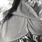 Women's CCT Fashion Silver Satin Bubble Hem Skirt with Ribbon Detail Size M BNWT