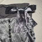 Women's CCT Fashion Silver Satin Bubble Hem Skirt with Ribbon Detail Size M BNWT