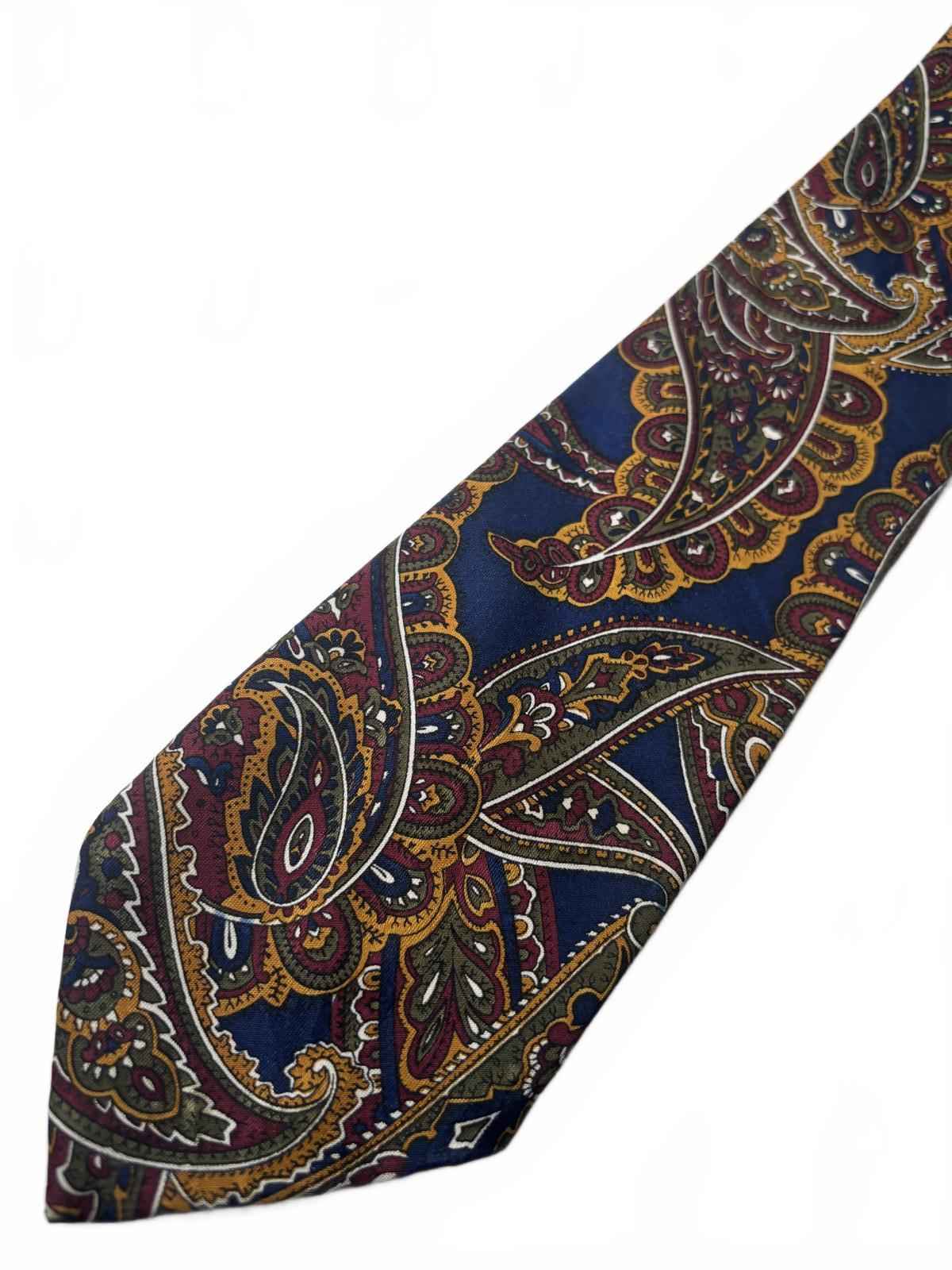 Friendly Armies Men's Paisley Silk Tie - Classic Navy, Burgundy, Mustard
