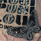 Hearts & Roses Women's Long Sleeve Top Size M Brown Embellished - Come Sell Nearly Anything