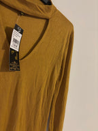 ICE Mustard Long Sleeve Calf Length Dress with Keyhole Detail, Size L BNWT - Come Sell Nearly Anything