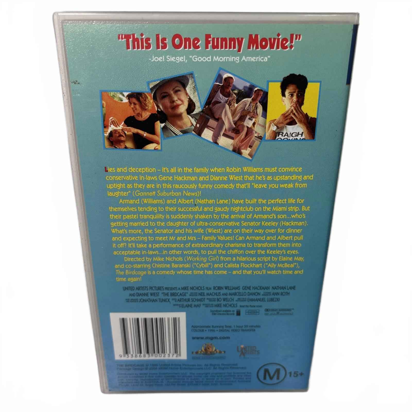 THE BIRDCAGE ~ ROBIN WILLIAMS + NATHAN LANE + GENE HACKMAN ~ AS NEW VHS VIDEO