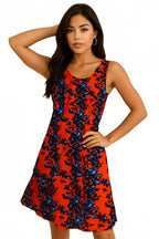 Stella Shift Dress Womens Size 10 Red Floral Sleeveless Lined Round Neck. - Come Sell Nearly Anything