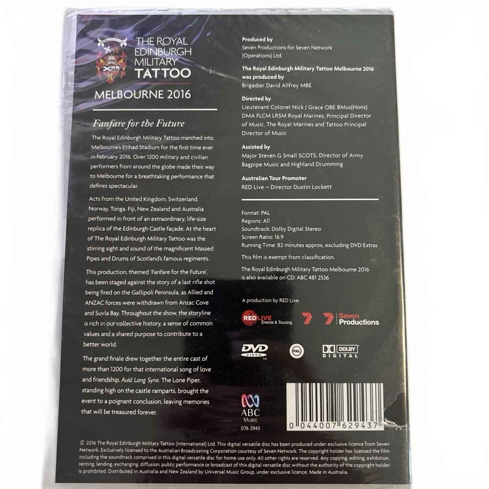 The Royal Edinburgh Military Tattoo - Melbourne 2016 (DVD) Brand New And Sealed