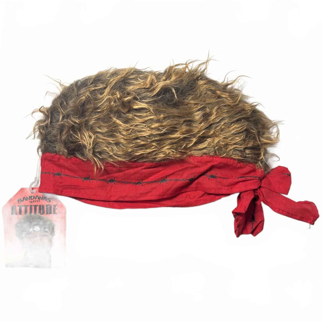Billy Bob Bandanas with Attitude Novelty Red/Brown Faux Hair Bandana