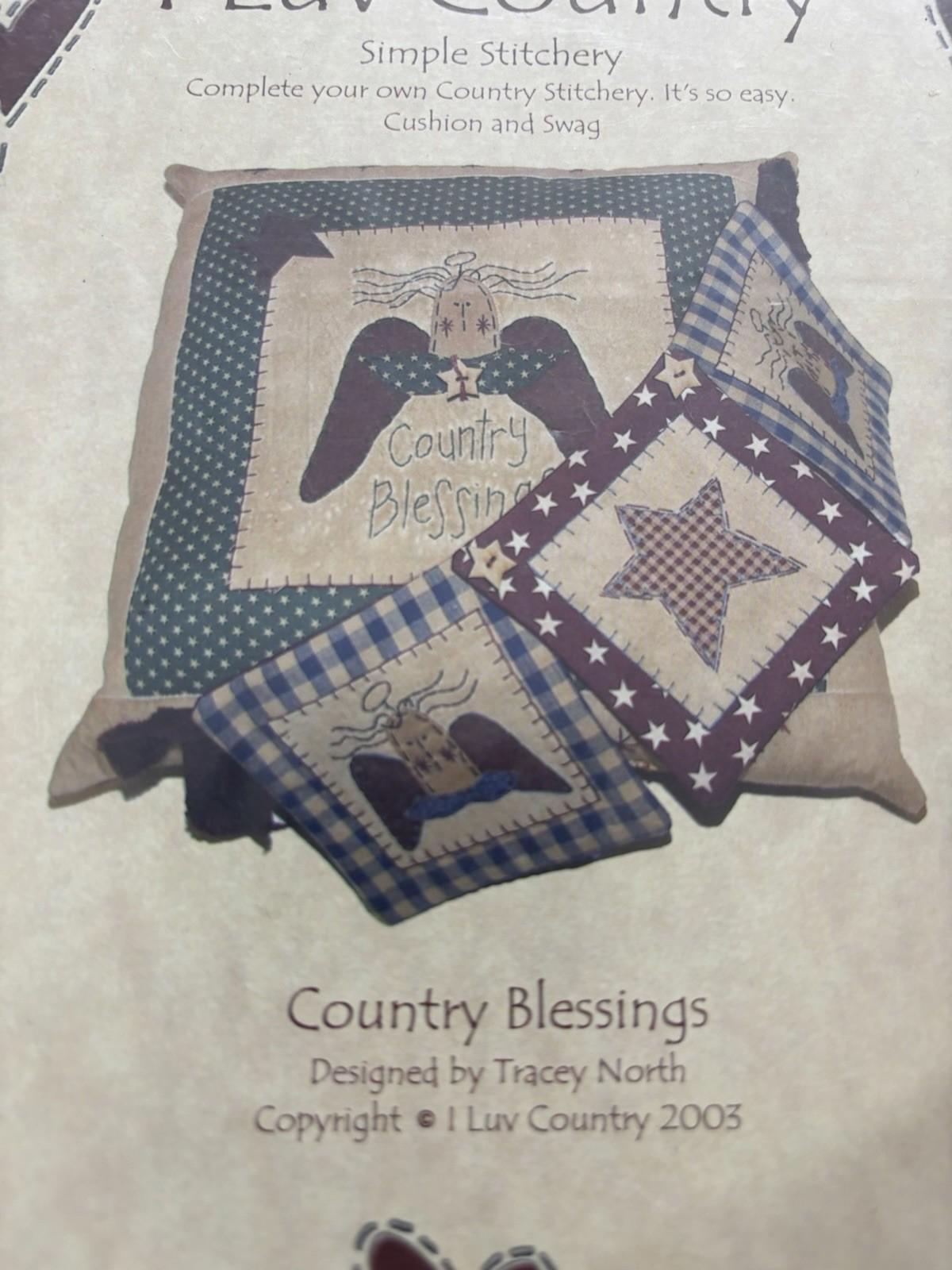 Country Blessings - I LUV Country Patchwork Cottagecore Simple Stitchery Patter - Come Sell Nearly Anything