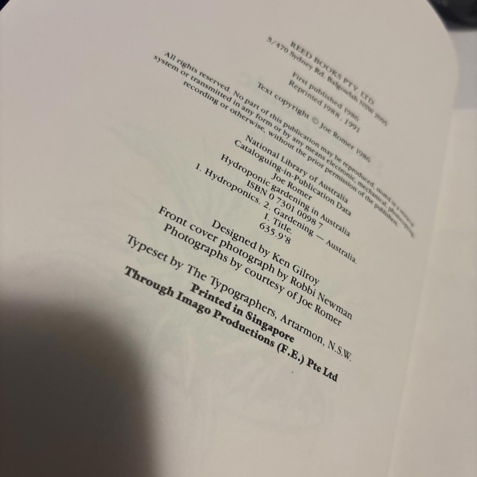 Hydroponic Gardening in Australia by Joe Romer Vintage Hardcover 1986 - Come Sell Nearly Anything