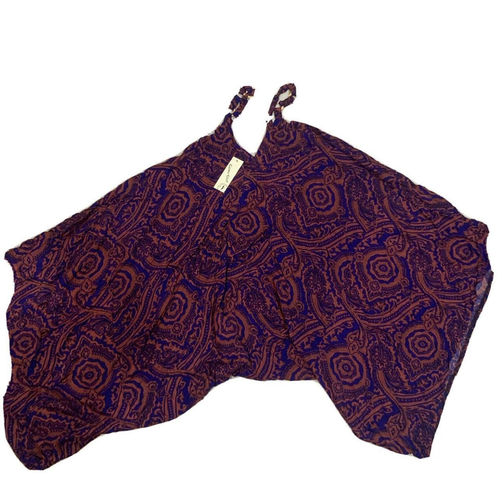 Game Girl Size M/L Womens Blue Print Polyester  Dress Pant Suit Wide Leg - Come Sell Nearly Anything