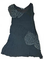Black Lisa Ho Rayon Dress with Beaded Trim Accents - Come Sell Nearly Anything