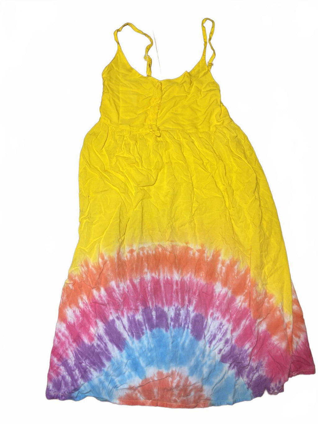 Yellow Tie-Dye Casual Women's Dress with Spaghetti Straps - Come Sell Nearly Anything