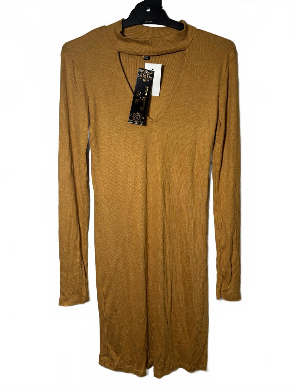 ICE Mustard Long Sleeve Calf Length Dress with Keyhole Detail, Size L BNWT - Come Sell Nearly Anything