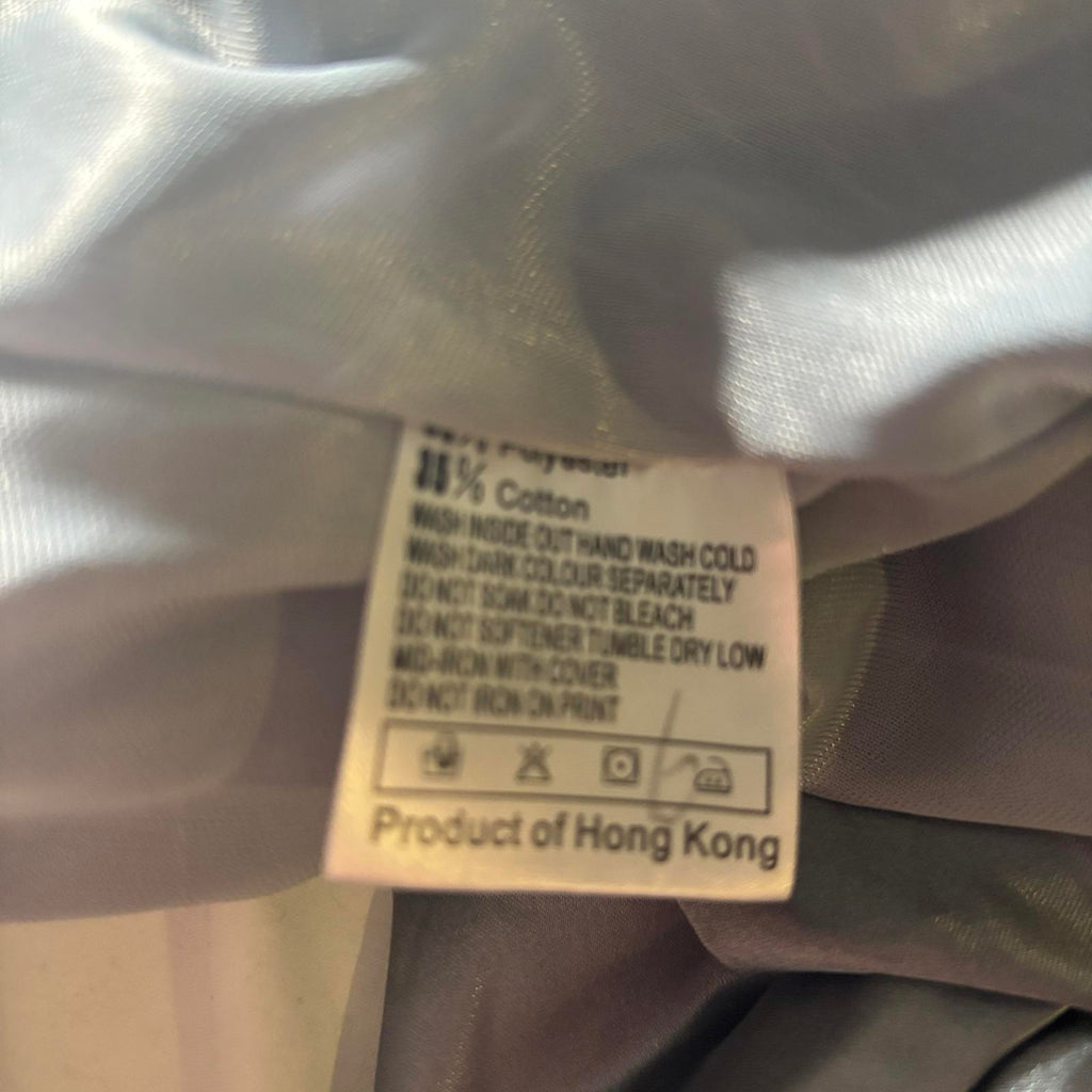 Women's CCT Fashion Silver Satin Bubble Hem Skirt with Ribbon Detail Size M BNWT