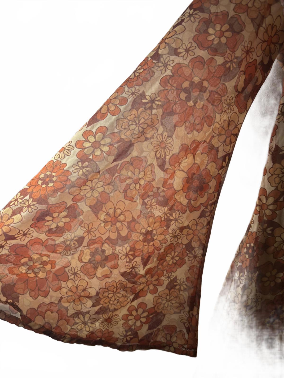 SHEIN Vintage Floral Print Flared Long Sleeve  Dress - Come Sell Nearly Anything