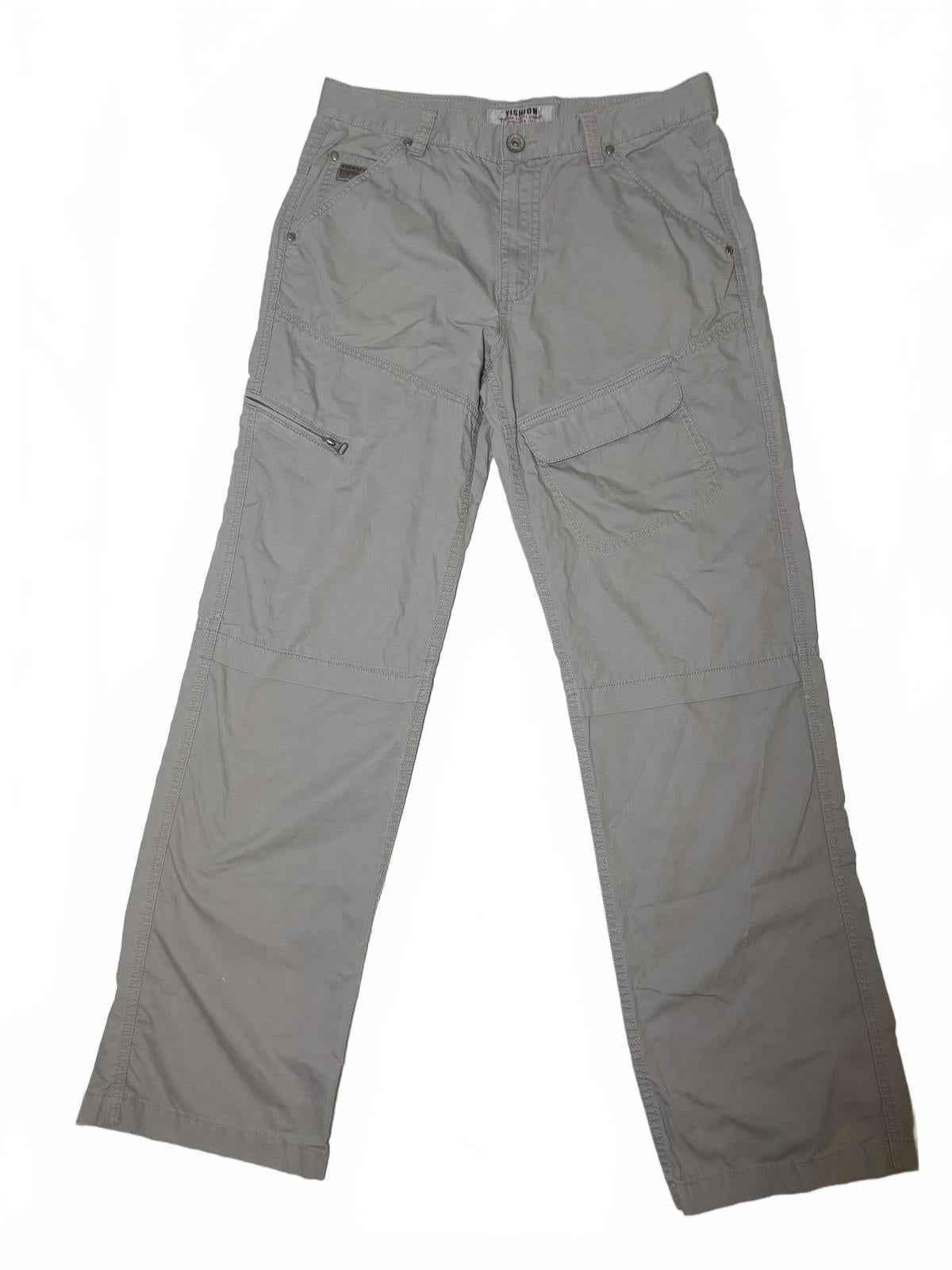 Yishion Men's Cargo Pants Size 35 Beige Cotton Casual Workwear
