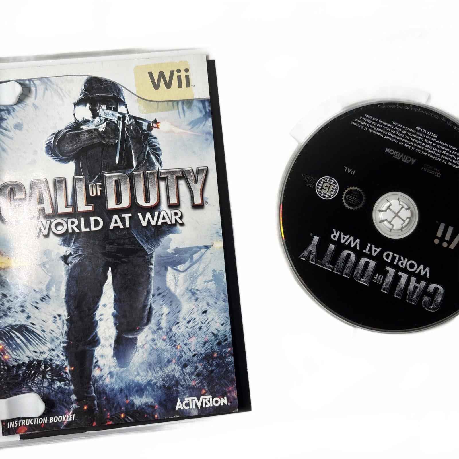 Call of Duty: World at War Nintendo Wii 2008 Shooter with Manual PAL VGC