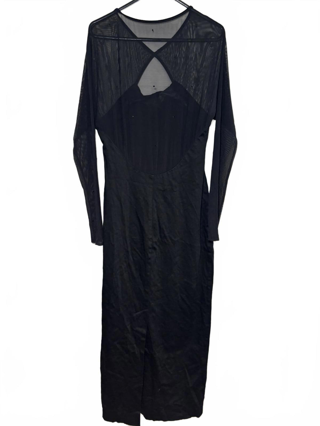 Authentic D&G Dolce Gabbana Black Sheer Mesh Panel Maxi Dress Long Sleeve - Come Sell Nearly Anything