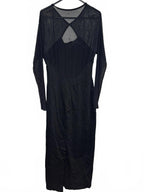 Authentic D&G Dolce Gabbana Black Sheer Mesh Panel Maxi Dress Long Sleeve - Come Sell Nearly Anything