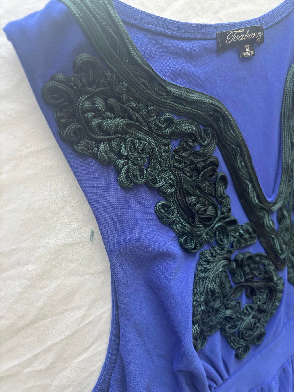 Teaberry Women's Maxi Dress Size 12 Blue Embroidered Detail - Come Sell Nearly Anything