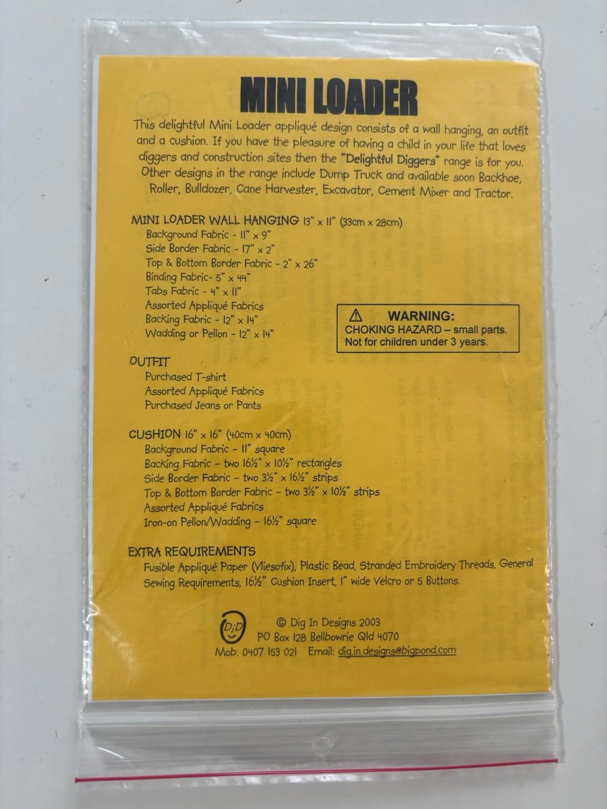 Mini Loader Delightful Diggers Country Patchwork Cottagecore Sew Craft Pattern - Come Sell Nearly Anything