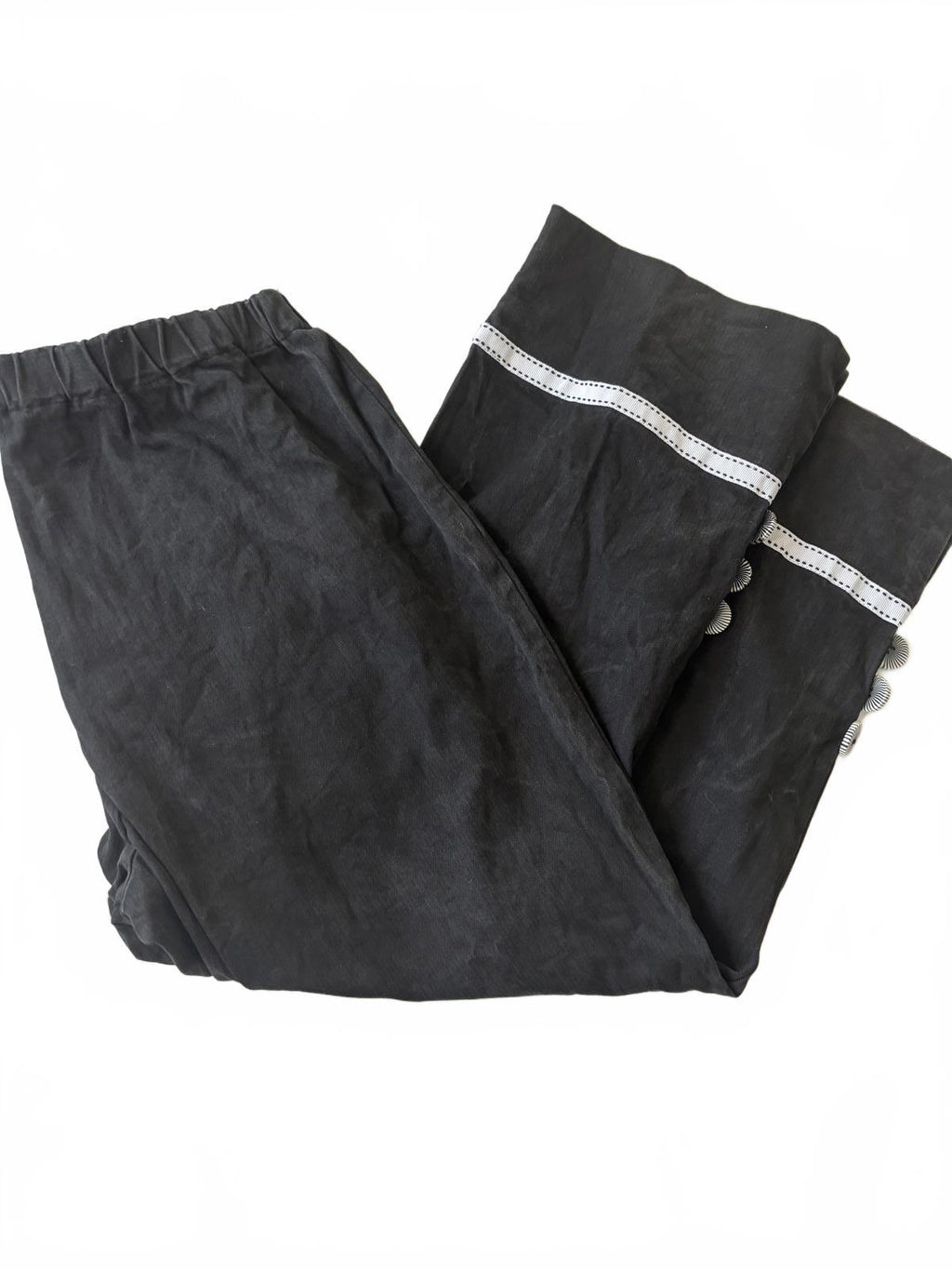 Black Women's Pants with Button and Lace Detail - Come Sell Nearly Anything