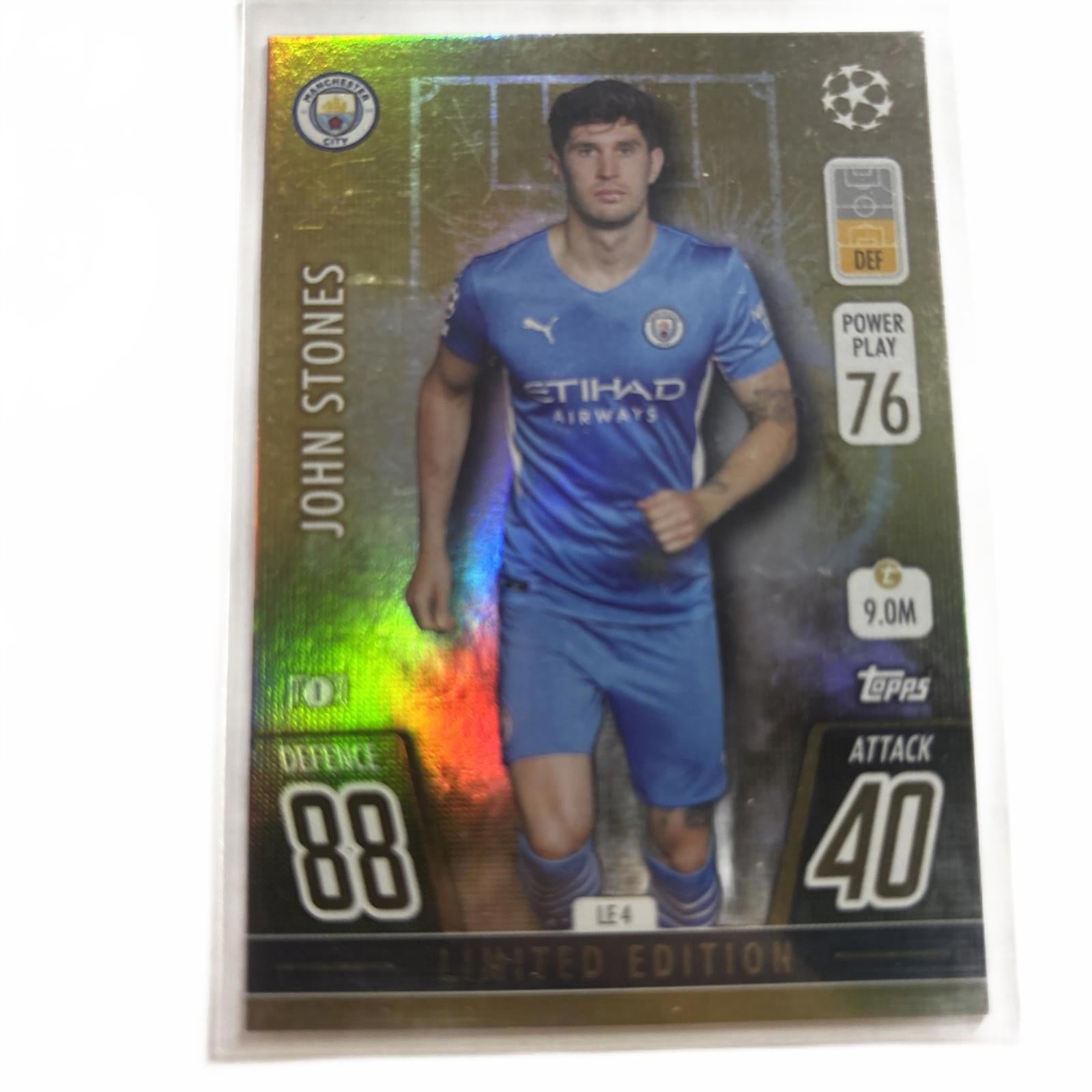 2021-22 Topps Match Attax UCL Limited Edition John Stones #LE4 Manchester City