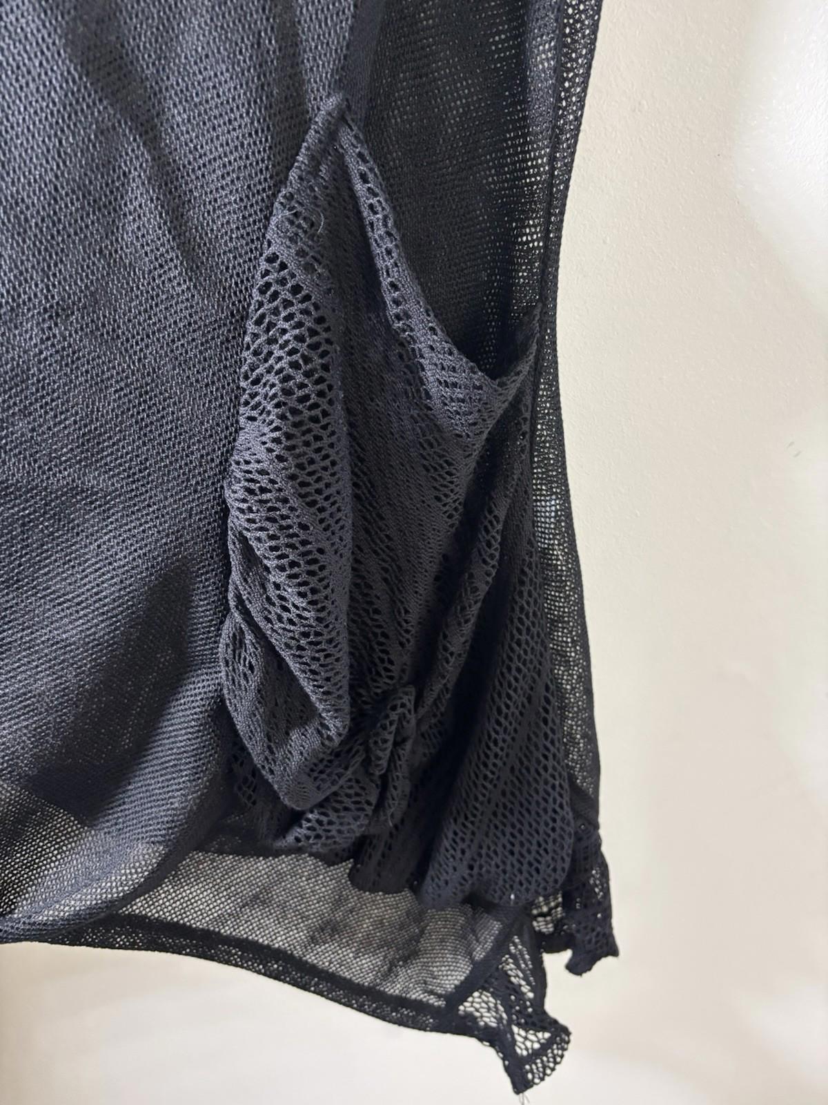 Vintage 90s-Style Missy Q Sheer Black Polyester Blouse Long Stretch top - S 10 - Come Sell Nearly Anything