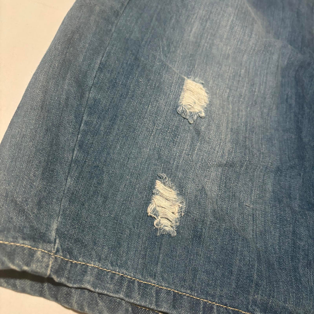 Mix Denim Skirt Size 12 Distressed Zip Back Casual #DenimSkirt #Womenswear #Size - Come Sell Nearly Anything