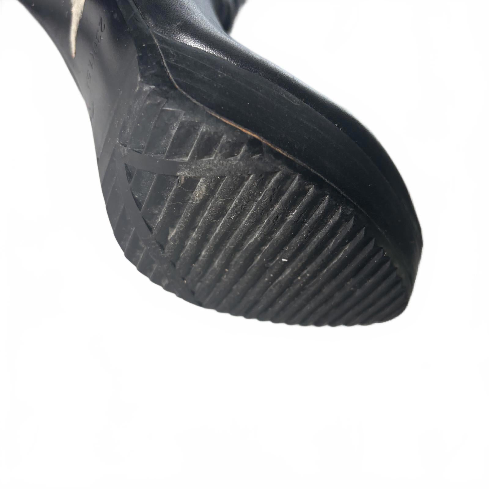 VTG Sapiniere Women's Black Knee-High Leather Boots Size 7.5 Heeled Elegant