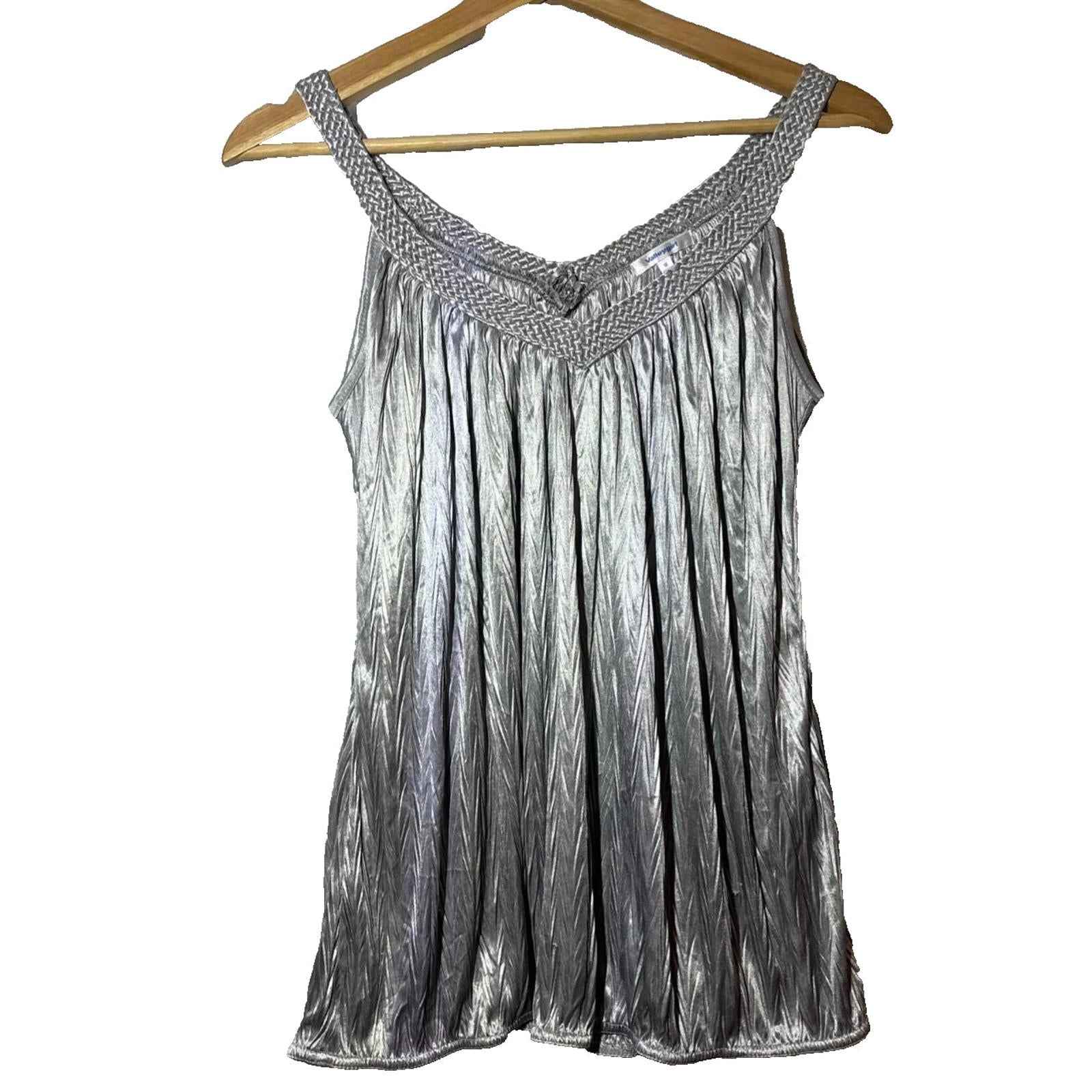 Valleygirl Silver Metallic Sleeveless Top Size M #Womenswear #Tops #Sleeveless