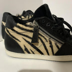 Kaysi White Leather Sneaker / Boots Black Leather Zebra Fur New Size 8. - Come Sell Nearly Anything